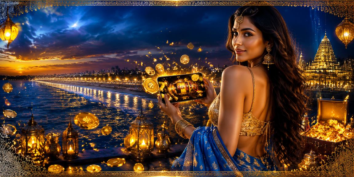 Marina Beach Chennai with slot game overlay